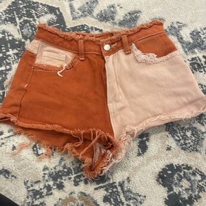 light pink and pink shirt shorts, size xs